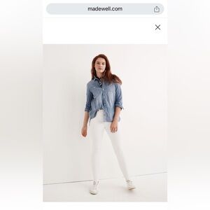 Size 29 Madewell 9” Mid-rise white skinny jeans